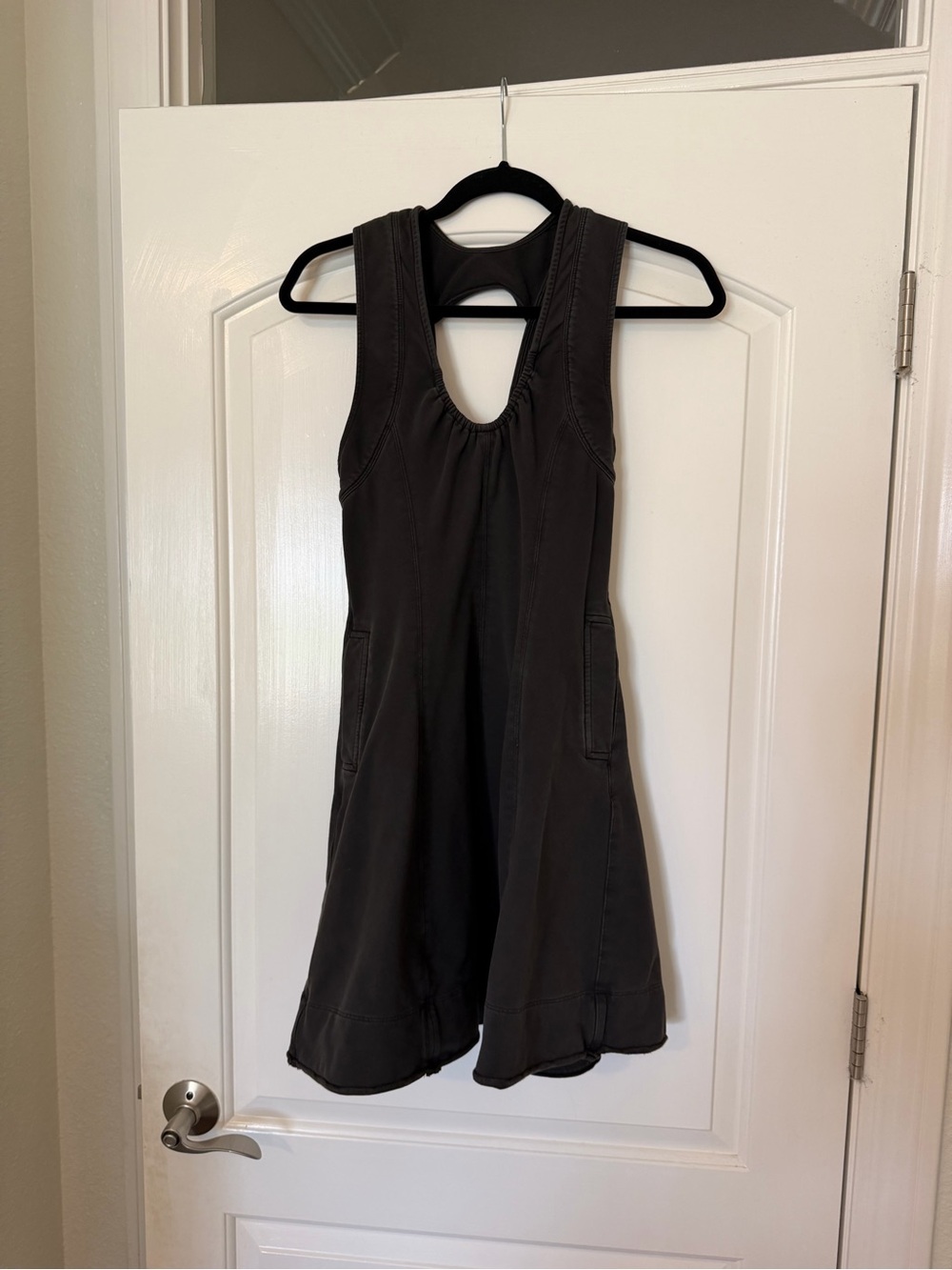 Daily Practice by Anthropologie Sleeveless Scoop-Front Dress in Dark Gray